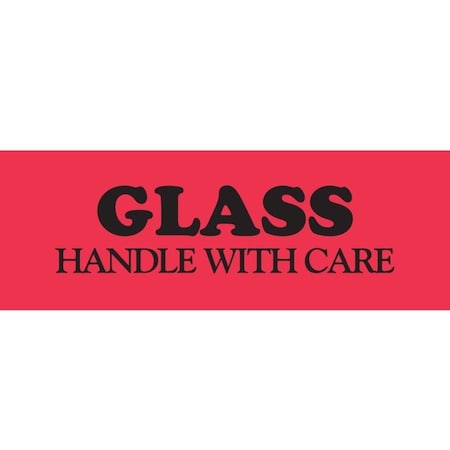 Decker Tape Products Label, DL8411 , GLASS HANDLE WITH CARE , 1-1/2" X 4" DL8411